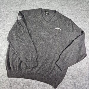Jos. A. Bank x Callaway Golf Sweater Large Cashmere Gray V-Neck Preppy Comfort